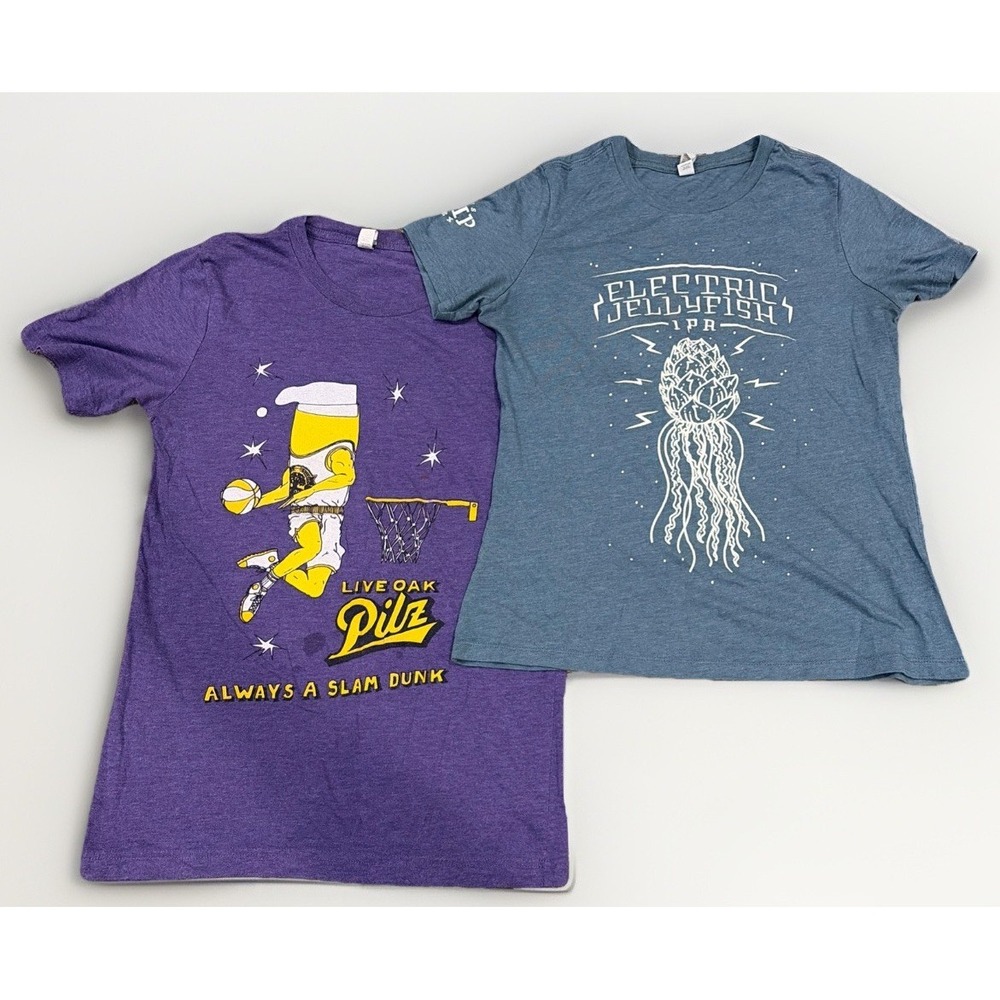 Lot Of 2 Live‎ Oak Pilz (size XSmall)/Electric Jellyfish IPA Shirt (size Small)